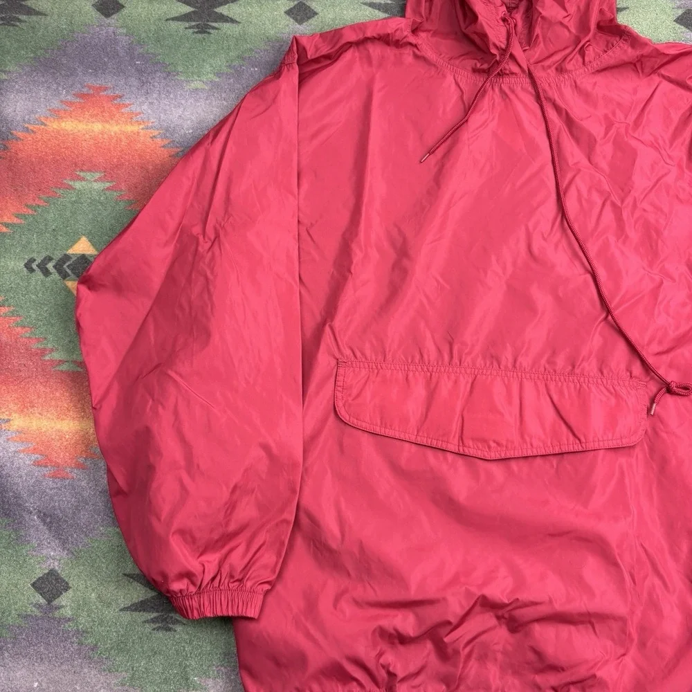 Vintage 90s Gap Jacket Mens Large Red Nylon Hooded Anorak Windbreaker